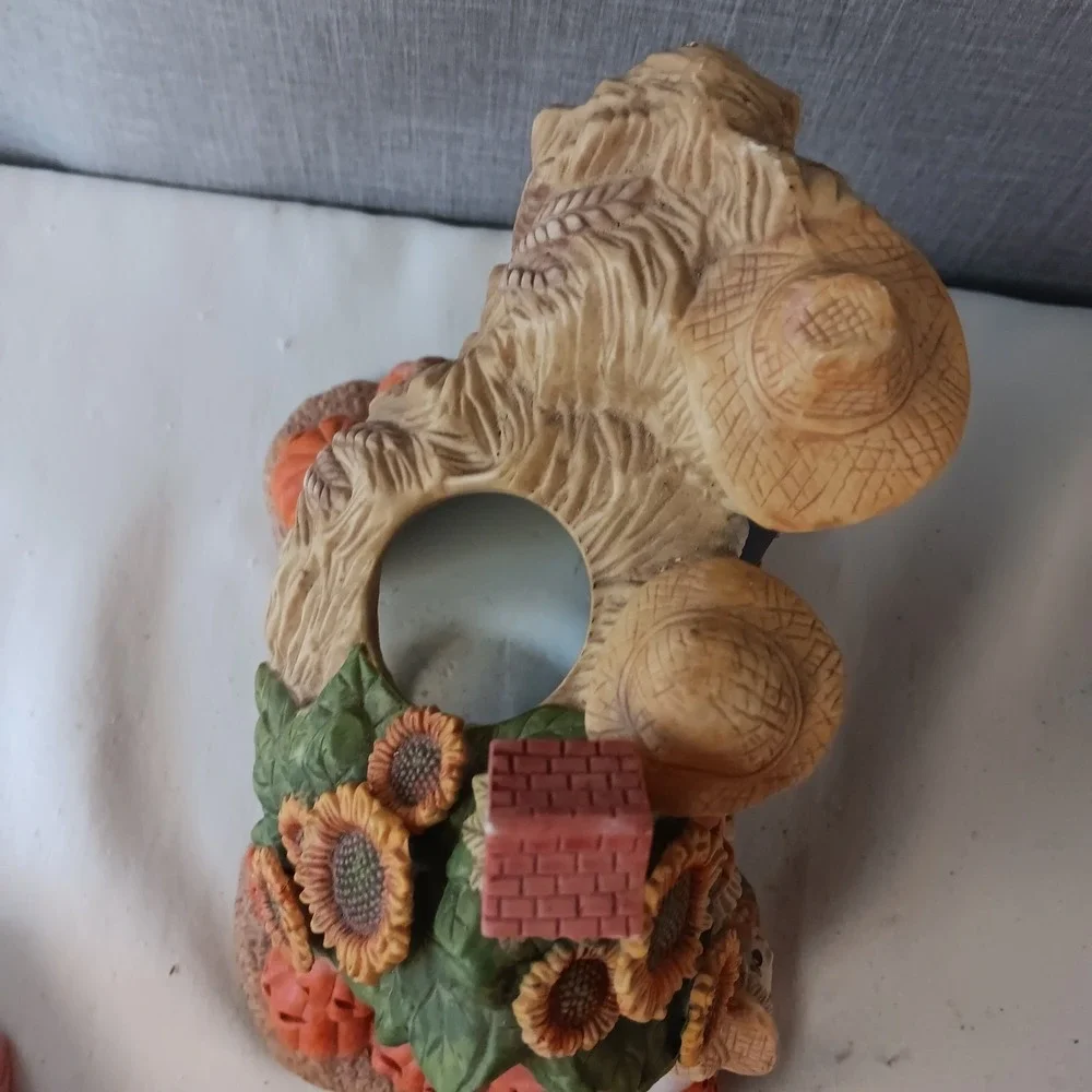 PartyLite Scarecrow Tealight Candle Holder Pumpkin Sunflower Harvest Halloween